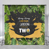 Aperturee - Aperturee Jungle Baby Dinosaur Custom Name 2nd Birthday Backdrop